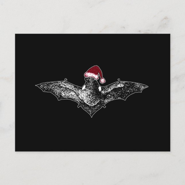 Bat in einer Weihnachtsmannmütze Feiertagspostkarte (Vorderseite)