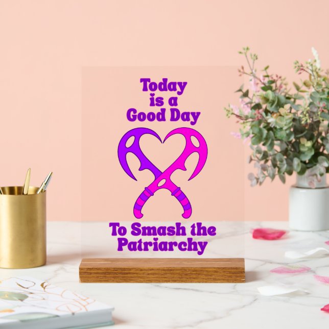 Bat’leth Heart - Smash the Patriarchy Acrylschild (Hochzeit)