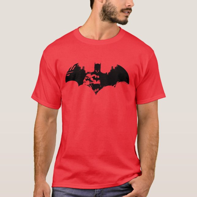 Bat-Logo für Batman- und Gotham-Silhouette T-Shirt (Vorderseite)