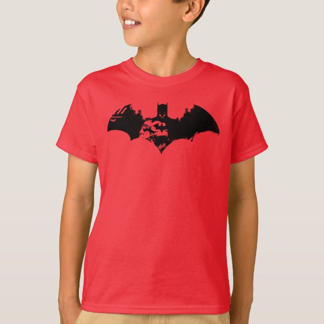 Bat-Logo für Batman- und Gotham-Silhouette T-Shirt (Vorderseite)