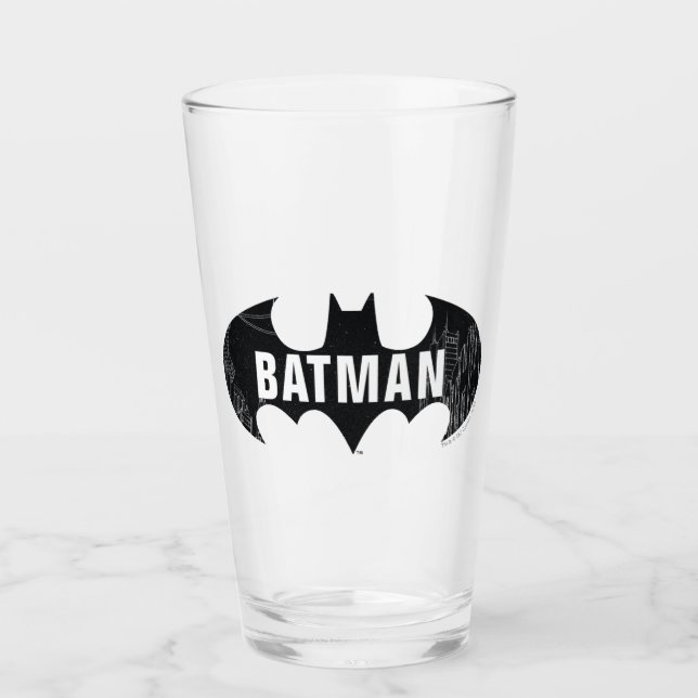 Bat-Logo mit Gotham-Ätzung Glas (Vorderseite)