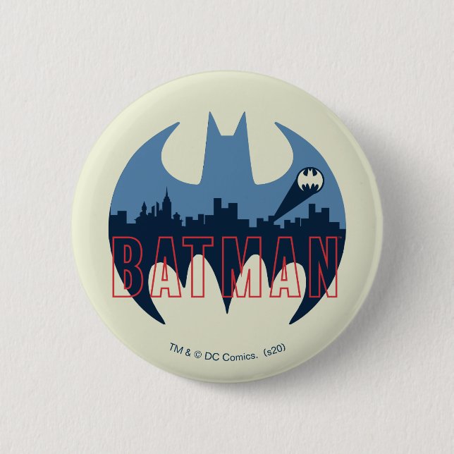 BAT-Logo mit Gotham- und Bat-Signal Button (Vorderseite)