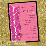 Bat Mitzvah Abmessungen Schmetterlingsgrenze Folieneinladung<br><div class="desc">Bar Mitzvah und Bat Mitzvah laden Sets von Umua entworfen ein. Gedruckt und ausgeliefert von Zazzle oder seinen Partnern.</div>