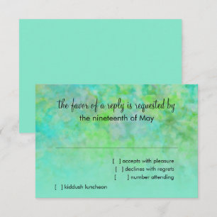Bat Mitzvah Abstract Design in Aqua RSVP Karte
