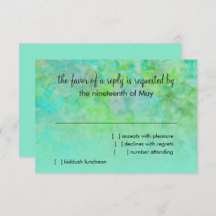 Bat Mitzvah Abstract Design in Aqua RSVP Karte