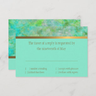 Bat Mitzvah Abstract Design in Aqua RSVP Karte