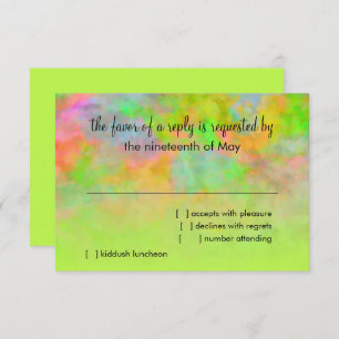 Bat Mitzvah Abstract Design in Lime Green RSVP Karte