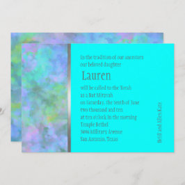 Bat Mitzvah Abstract Design in Türkissilber Einladung