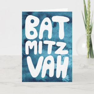 BAT MITZVAH Anpassbare blaue Wasserfarbe Gratulati Karte
