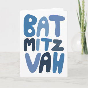 BAT MITZVAH Anpassbare moderne Blasenbuchstaben  Karte