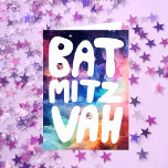 BAT MITZVAH Anpassbare Regenbogengalaxie-Glückwuns Karte<br><div class="desc">Handgezeichneter Text von mir für Sie mit einem bunten Regenbogen Hintergrund. Fügen Sie Ihren eigenen Text in die Innenseite der Karte ein. Für weitere Designs und Farben Karo mein Shop! Oder lass mir Bescheid, wenn du etwas Angewohntes willst. Ich habe auch passendes Packpapier und natürlich sowohl Bar und Bat Mitzvah...</div>