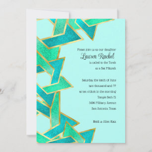 Bat Mitzvah Aqua Turquoise Star von David Einladung