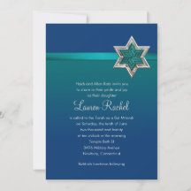 Bat Mitzvah Aquamarin Blue Ombre Ribbon und Star