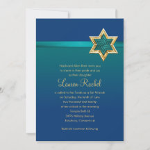 Bat Mitzvah Aquamarin Blue Ombre Ribbon und Star