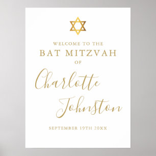 Bat Mitzvah Bar Mitzvah Gold Schrift Willkommenssc Poster