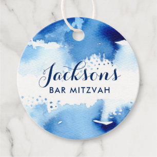 BAT MITZVAh bevorzugen Tag für moderne, dunkelblau Geschenkanhänger