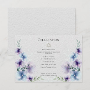BAT MITZVAH   Blau und violett Wasserfarben Floral Einladung