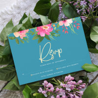 Bat Mitzvah Blau Wasserfarbe Floral Gold Schrift