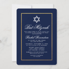 Bat Mitzvah Blue and Gold Einladung
