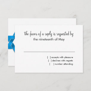 Bat Mitzvah Blue Green Yellow Stars auf jeder Farb RSVP Karte