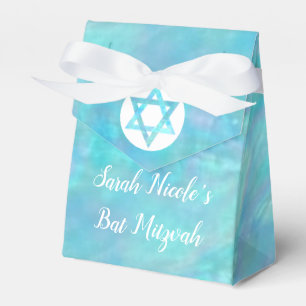 Bat Mitzvah Blue Opal Modernes Chic Glam Party Geschenkschachtel