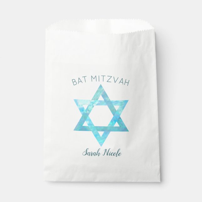 Bat Mitzvah Blue Opal Star des Party David Glam Geschenktütchen (Vorderseite)
