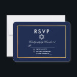 Bat Mitzvah Blue und Gold UAWG RSVP Karte<br><div class="desc">Bat Mitzvah Blue and Gold RSVP Card</div>