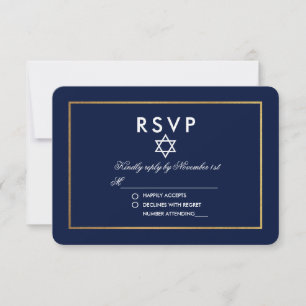 Bat Mitzvah Blue und Gold UAWG RSVP Karte