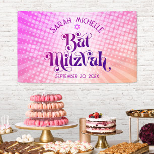 Bat Mitzvah Bold Retro Boho Rosa Orange Gradient Banner