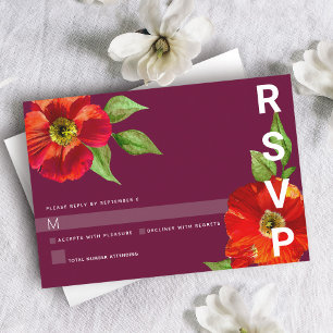 Bat Mitzvah Burgund Modern Floral Aquarell RSVP Karte