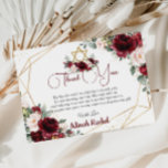 Bat Mitzvah Burgundy Blush Floral Gold Star Dankeskarte<br><div class="desc">Personalisieren Sie diese schöne Bat Mitzvah Dankeschön-Karte mit eigener Formulierung einfach und schnell,  einfach drücken Sie den Knopf Anpassen,  um den Stil und die Platzierung des Textes weiter zu ordnen und zu formatieren. Passende Artikel im Shop erhältlich! c) Das glückliche Cat Studio</div>