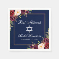 Bat Mitzvah Burgundy Floral Gold