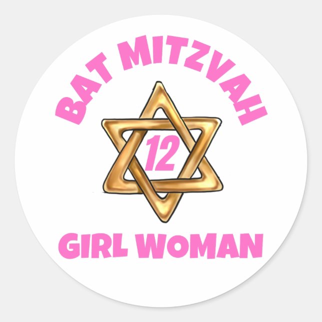Bat Mitzvah Classic Round Sticker (Vorderseite)