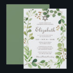 Bat Mitzvah Classic Script Watercolor Foliage Einladung<br><div class="desc">Besteht aus eleganter Serif und kursiver Schrifttyp-Schrift auf einem botanischen Rahmen mit grüngrünem Blattwerk in Aquarell. Dieses wurde von Select Party Supplies entworfen,  exklusiv für Zazzle. Abrufbar unter: http://www.zazzle.com/store/selectpartysupplies</div>