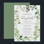 Bat Mitzvah Classic Script Watercolor Foliage Einladung<br><div class="desc">Besteht aus eleganter Serif und kursiver Schrifttyp-Schrift auf einem botanischen Rahmen mit grüngrünem Blattwerk in Aquarell. Dieses wurde von Select Party Supplies entworfen,  exklusiv für Zazzle. Abrufbar unter: http://www.zazzle.com/store/selectpartysupplies</div>