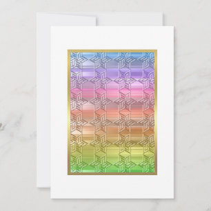 Bat Mitzvah Colorful Rainbow Star Damask Einladung