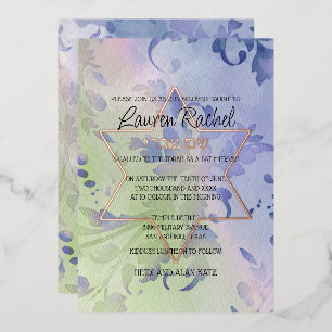 Bat Mitzvah Delicate Floral Watercolor Design Folieneinladung