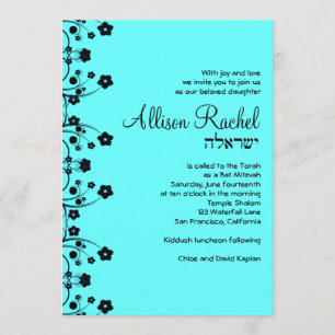 Bat Mitzvah Einladung Allison Sweet Blume Blue