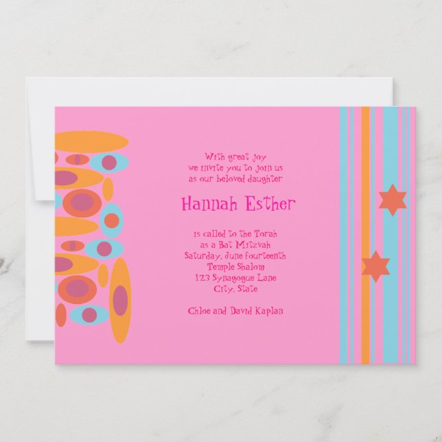 Bat Mitzvah Einladung Angesagtes Party Rosa (Vorderseite)