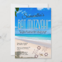 Bat mitzvah Einladung: Beach theme, QR Einladung