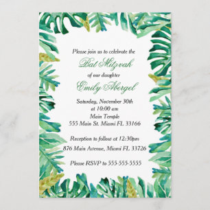Bat Mitzvah Einladung botanische Tropen