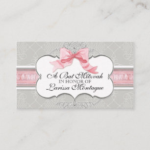 Bat Mitzvah Einladung - French Bow Damask Swirl