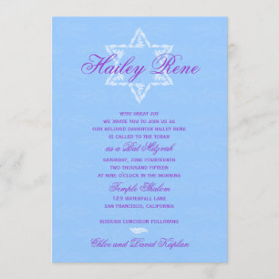 Bat Mitzvah Einladung Hailey mit Damask Blue