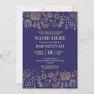 Bat Mitzvah Einladung Jüdische Marine Star Blue Go