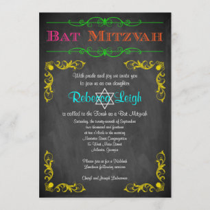 Bat Mitzvah Einladung Neon Tafel