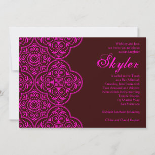 Bat Mitzvah Einladung Skyler Brown Pink Vintag