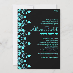 Bat Mitzvah Einladungen Allison Blume Black/Blue