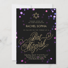 Bat Mitzvah Einladungen | Elegant Lila & Gold