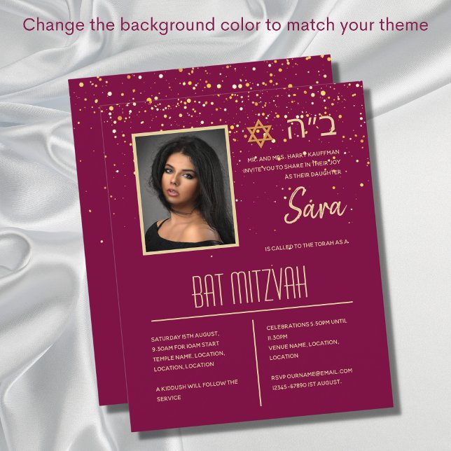 BAT MITZVAH Einladungen Jüdische Foto-Karten Elega (Von Creator hochgeladen)