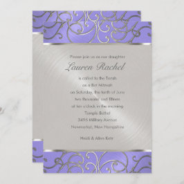 Bat Mitzvah Elegant Lavender Lila Silver Filigre Einladung